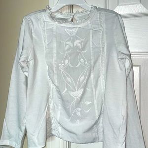 Zara Girls Size 7 white shirt, embroidered